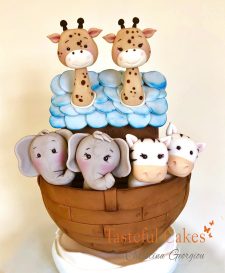 Noah ark christening cake,
