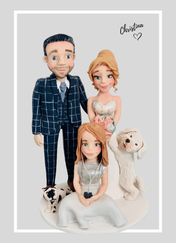 family wedding cake topper dog cockerpoo