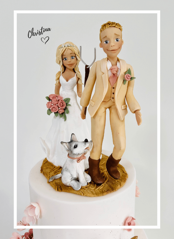wedding cake toppers personalised bride and groom” dog