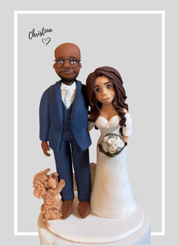 wedding cake toppers personalized bride and groom and cavapoo dog