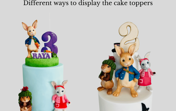 Cute fondant bunny cake topper for a birthday cake