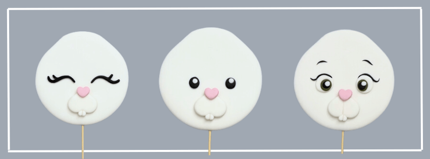 fondant bunny cake topper with different eyes
