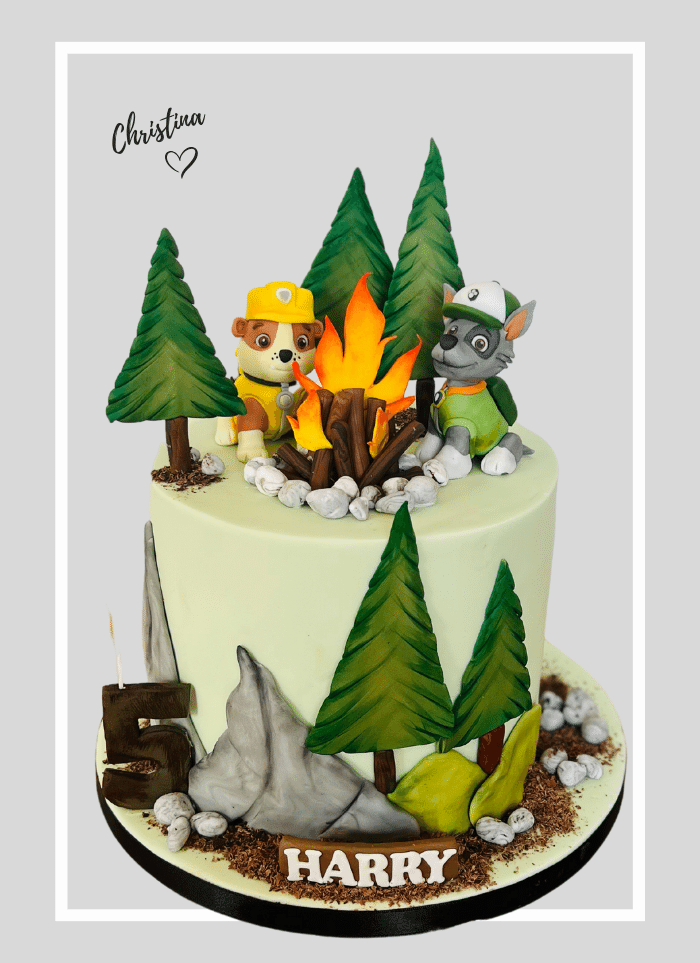 Camping paw patrol birthday cake ideas and decoration