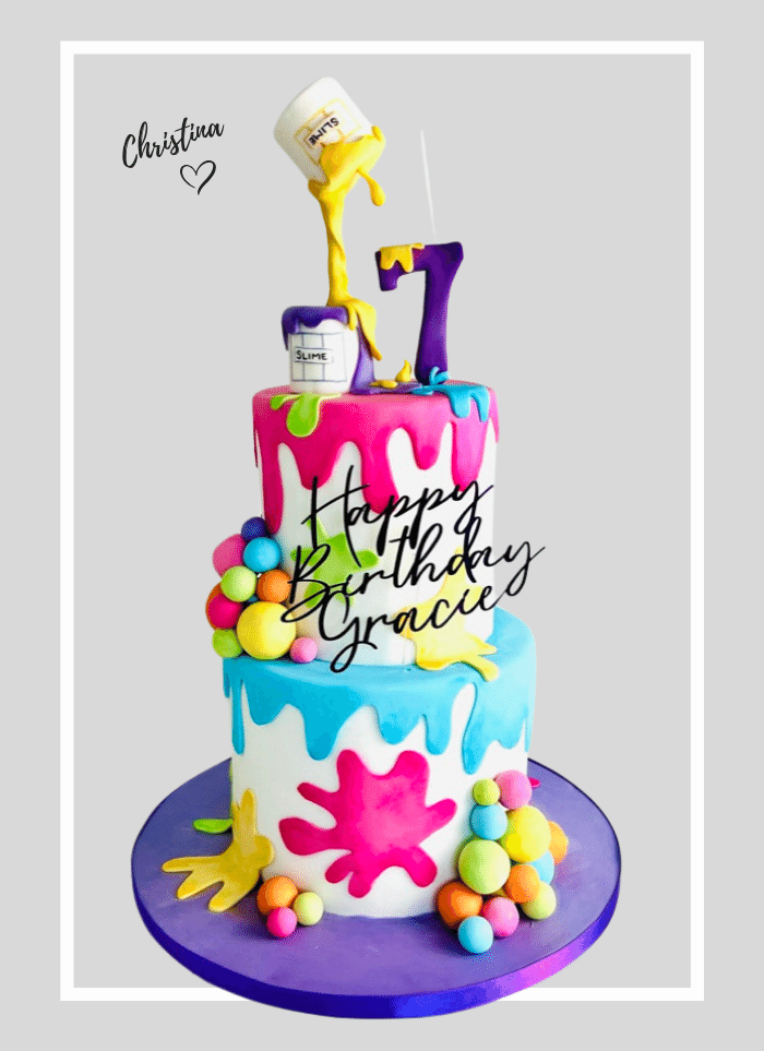 Fun slim birthday party cake
