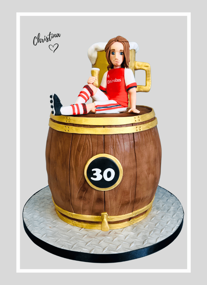 30th Birthday Cake Ideas for him- football and beer birthday cake ideas