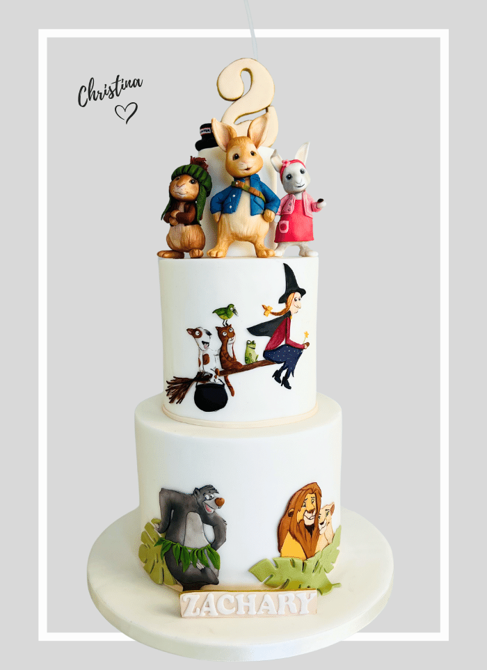 peter rabbit birthday cake with benjamin and flopsy